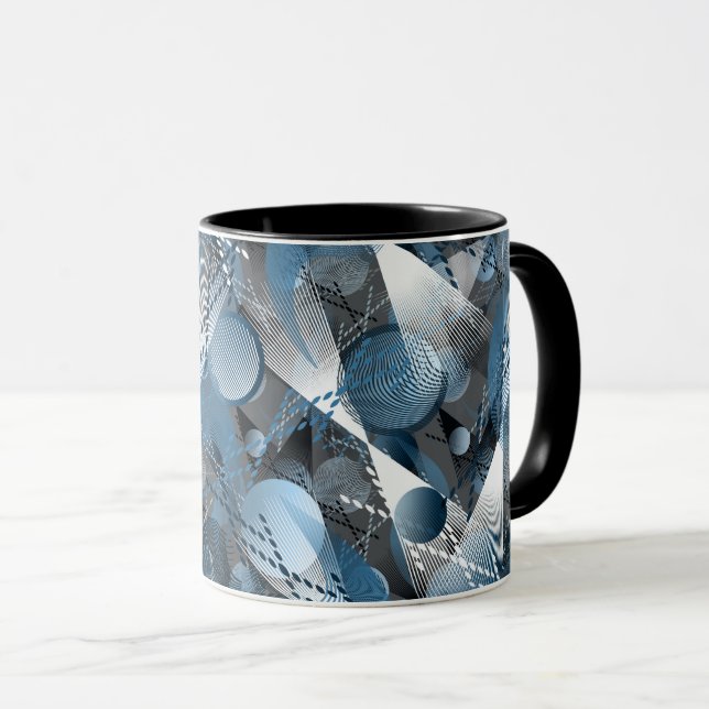 Blau und Grau. Abstraktion. Tasse (VorderseiteRechts)
