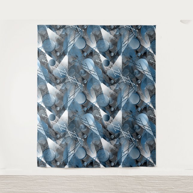 Blau und Grau. Abstraktion. Wandteppich (Vorderseite)