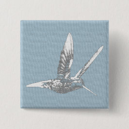 Blau und Grau Hummingbird Button
