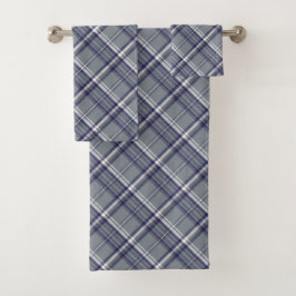 Blau und Grau Kariert Badhandtuch Set