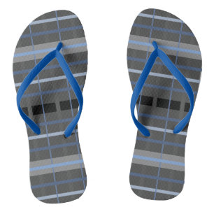 Blau und Grau Kariert Flip Flops