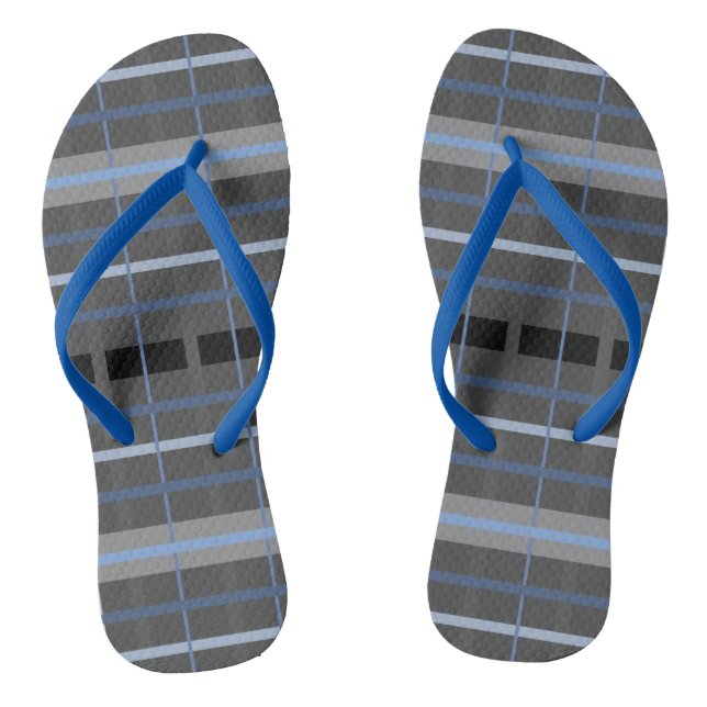 Blau und Grau Kariert Flip Flops (Fußbett)