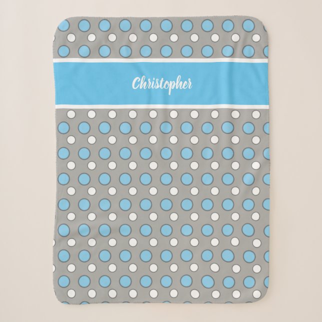 Blau und Grau mit Polka-Punkten und Namen Sherpadecke (Vorderseite)