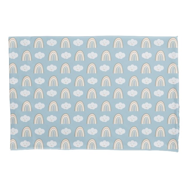 Blau und Grau Modernes Regenbogenbaby-Muster Kissenbezug (Vorderseite)