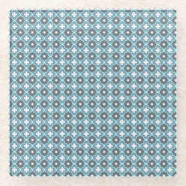 Blau und Grau Muster Glasuntersetzer