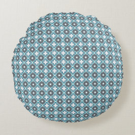 Blau und Grau Muster Rundes Kissen