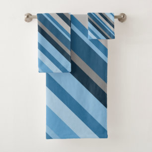 Blau und Grau Stripes Tuch-Set Badhandtuch Set