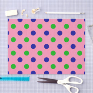 Blau und Grün auf rosa Punkten Muster Seidenpapier