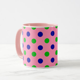 Blau und Grün auf rosa Punkten Muster  Tasse
