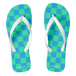 blau und grün flip flops