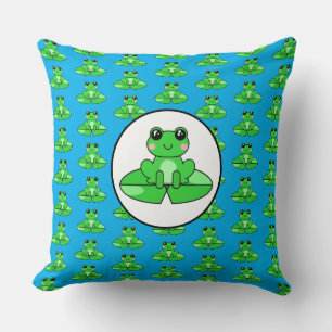 Blau und grün Frosch Thema  Kissen