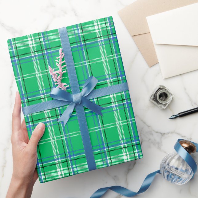 Blau und Grün Kariert Geschenkpapier (Schenken)