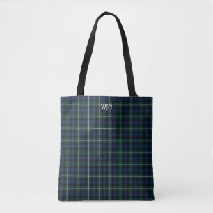 Blau und grün Karierte Campbell Tartan Monogram Tasche