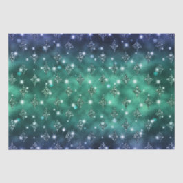 Blau und grün Ombre Glitzer Celestial Pattern Seidenpapier