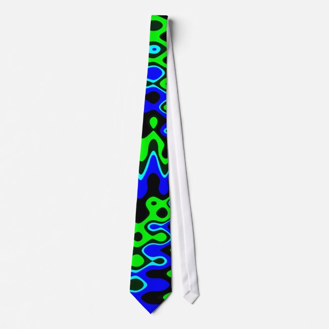 Blau und Grün Psychedelisch Neck Tie Krawatte (Vorderseite)