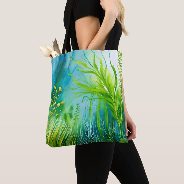 BLAU UND GRÜNE WASSERFARBE MIT ALGAE TASCHE (Von Nahem)
