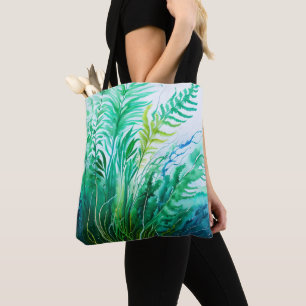 BLAU UND GRÜNE WASSERFARBE MIT ALGAE TASCHE