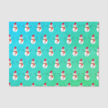 Blau und grüner Schneemann mit Schneeschuhen