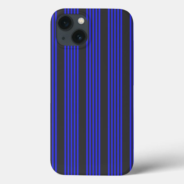 Blau und Holzkohle, fünf Streifen Case-Mate iPhone Hülle (Rückseite)