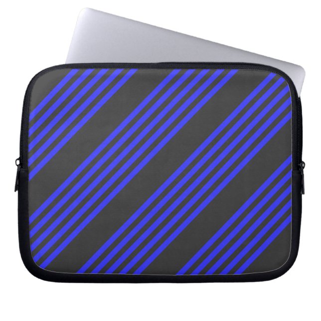 Blau und Holzkohle, fünf Streifen Laptopschutzhülle (Vorderseite)