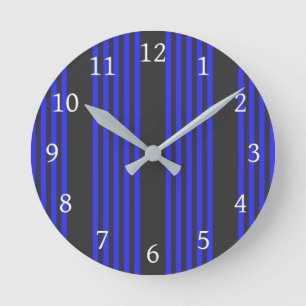 Blau und Holzkohle, fünf Streifen Runde Wanduhr