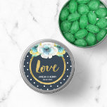 Blau und Imitate Gold, Aquarell Blumenzwiebeln Lie Runder Aufkleber<br><div class="desc">Stilvolle Rundaufkleber für die Hochzeitssticker mit den Imitaten goldener Rahmen, blau-weiße Polka-Punkte, wunderschöner Aquarellblüte und dem Wort "Liebe" in der Schrift. Verwenden Sie es, um Ihre Umschläge oder für die Dekoration Siegel. Karo andere passende Hochzeit/Bridal Artikel in meinem Shop hier -> http://www.zazzle.com/collections/blue_white_faux_gold_floral_wedding_bridal-119799004172959353?rf=238364477188679314 Personalisiere sie mit deinen Daten, indem du den...</div>