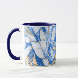 Blau und Imitate Gold Blüten Tasse