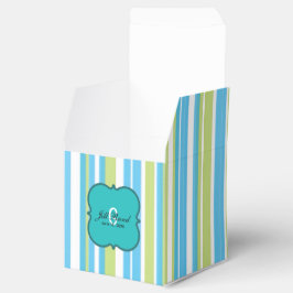 Blau und Kalkgrün gestreift Geschenkschachtel