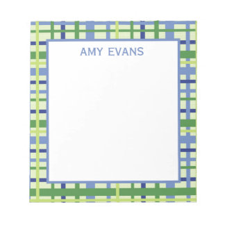 Blau und Karierter Notepad Notizblock