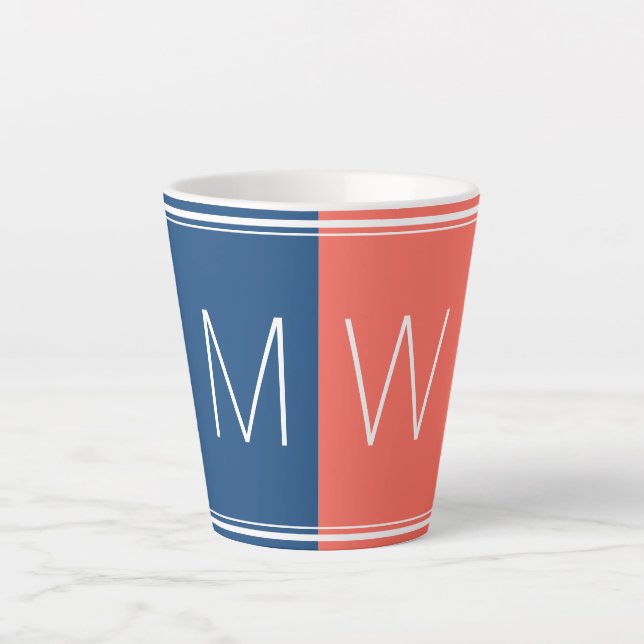Blau und Korallen | Modern | MOTIVIEREND | MONOGRA Milchtasse (Vorderseite)
