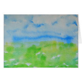 Blau und Leaf Grün Abstrakte Landschaft Wasserfarb