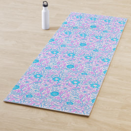 Blau und Lila Blüten Yogamatte