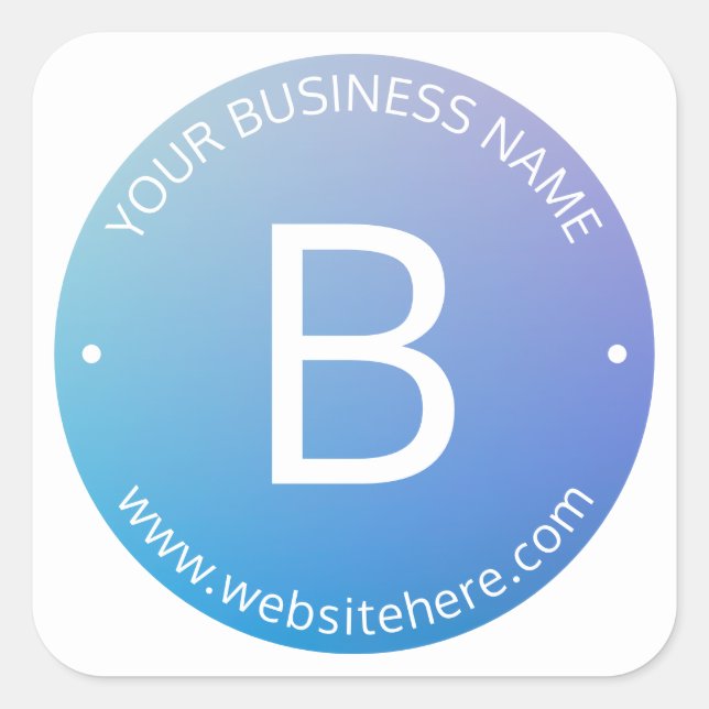 Blau und Lila fading Ombre mit bearbeitbarem Text Quadratischer Aufkleber (Vorderseite)