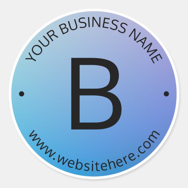 Blau und Lila fading Ombre mit bearbeitbarem Text Runder Aufkleber (Vorderseite)