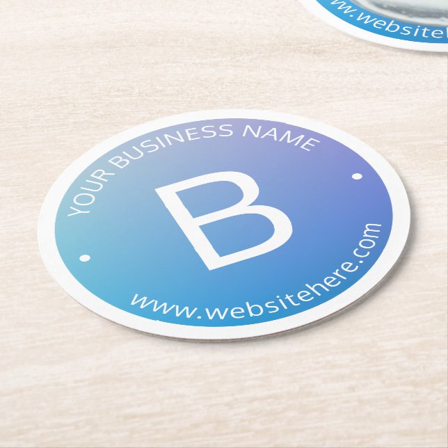 Blau und Lila fading Ombre mit bearbeitbarem Text Runder Pappuntersetzer (Angewinkelt)