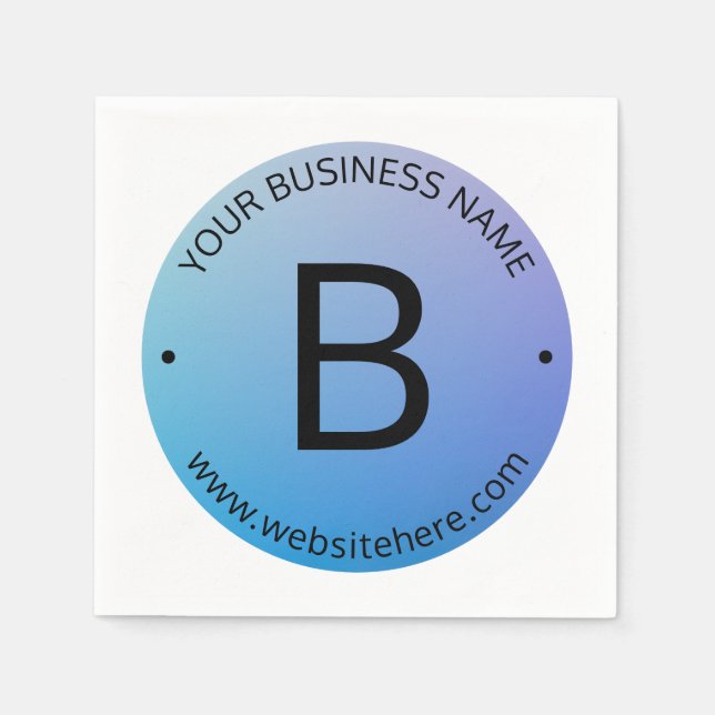 Blau und Lila fading Ombre mit bearbeitbarem Text Serviette (Vorderseite)