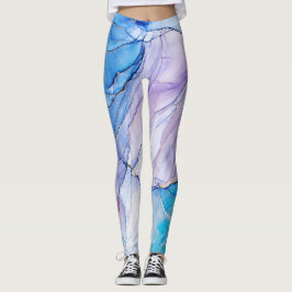 Blau und Lila marmoriert Leggings