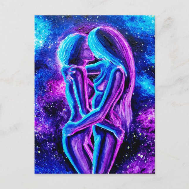 Blau und lila postkarte (Vorderseite)