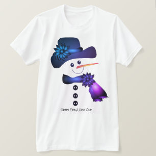 Blau und Lila Schneemann T-Shirt