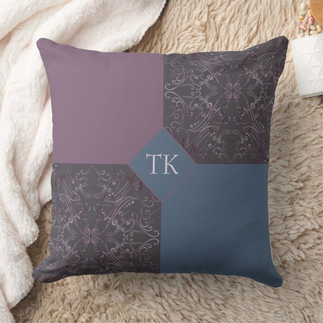 Blau und Mauve Kissen (Decke)