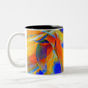 Blau und Orange Abstrakt Zweifarbige Tasse