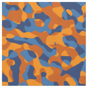 Blau- und Orange-Camouflage-Druckmuster Stoff