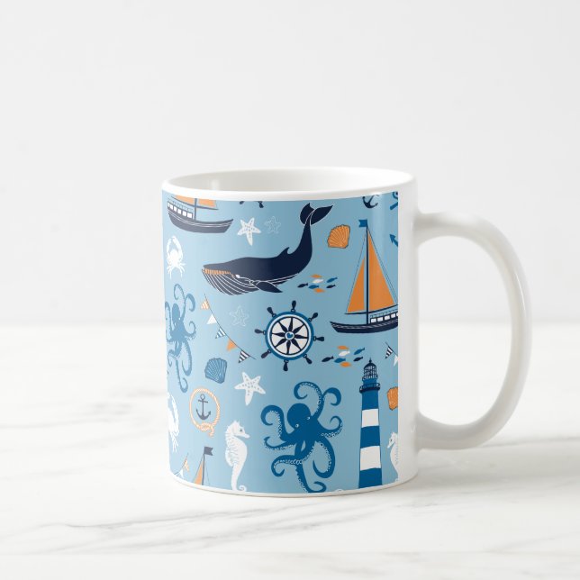 Blau und Orange des Meeres Kaffeetasse (Rechts)