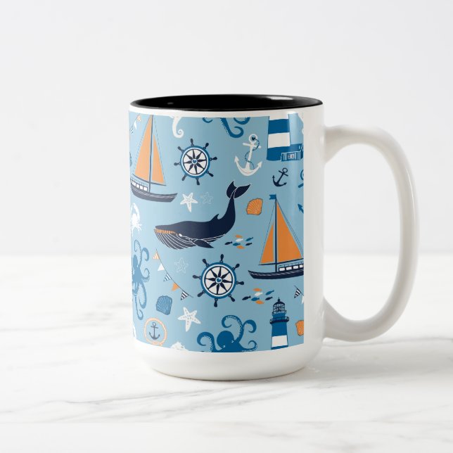 Blau und Orange des Meeres Zweifarbige Tasse (Rechts)