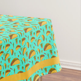 Blau und Orange mexikanische Tacos und Kakteen Küc Tischdecke