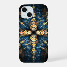 Blau und Orange Moderne Medallion Muster
