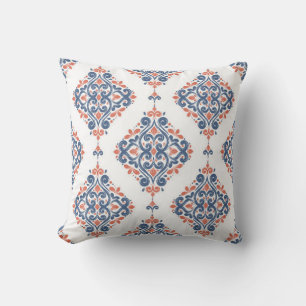 Blau und orange ornamental seamless pattern. Vinta Kissen