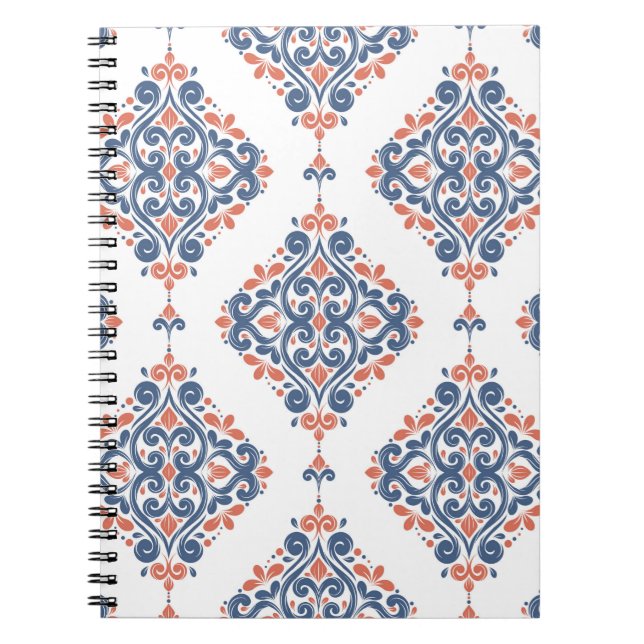 Blau und orange ornamental seamless pattern. Vinta Notizblock (Vorderseite)