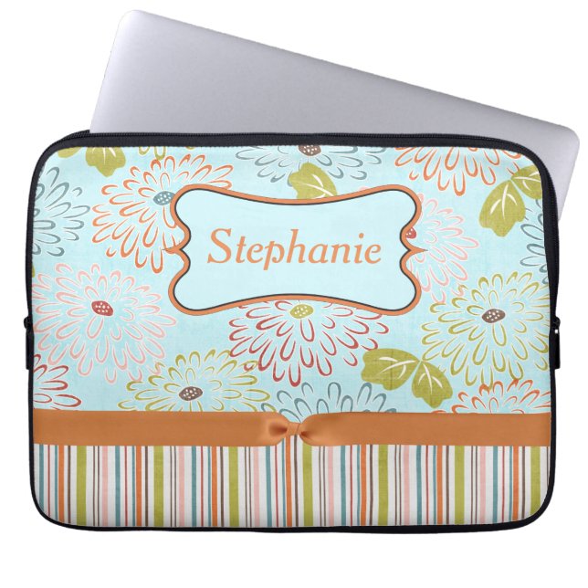 Blau und orange Personalisierter Laptop-Sieb Laptopschutzhülle (Vorderseite)