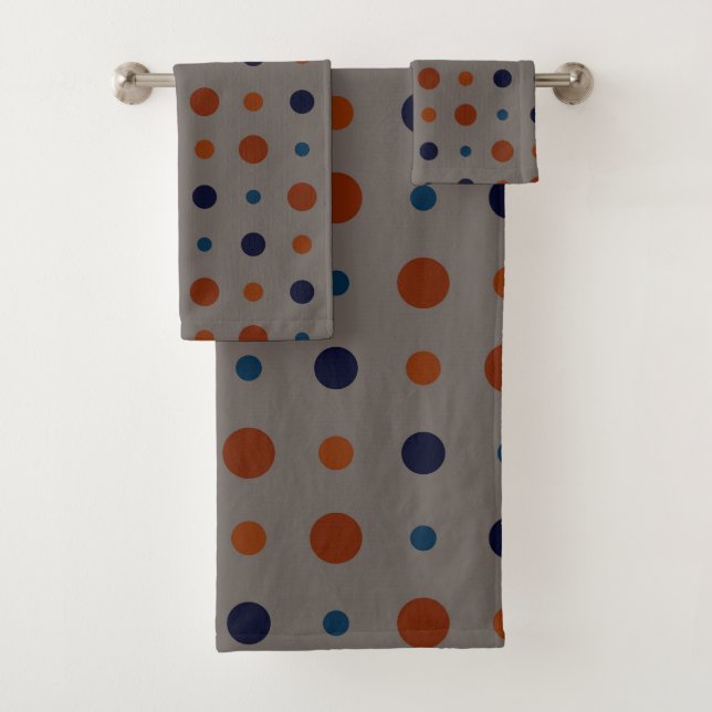 blau und orange Punkte Badhandtuch Set (Insitu)